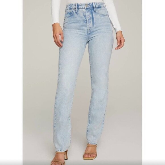 NWT Good American Good Boy Light Wash Blue Jeans - Size 12 / 31 - Picture 1 of 12